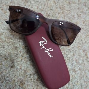 Ray-Ban Dark Brown Sunglasses with Burgundy Case